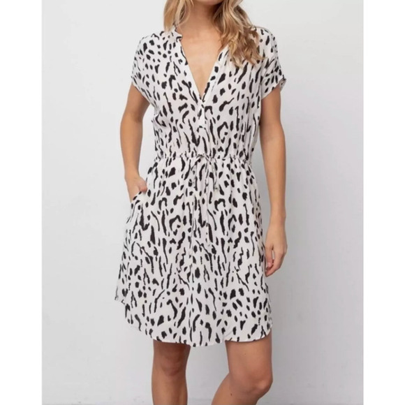 RAILS Jaylin Ivory Cheetah Mini Dress Sheath Drawstring Waist NWOT - Picture 3 of 13